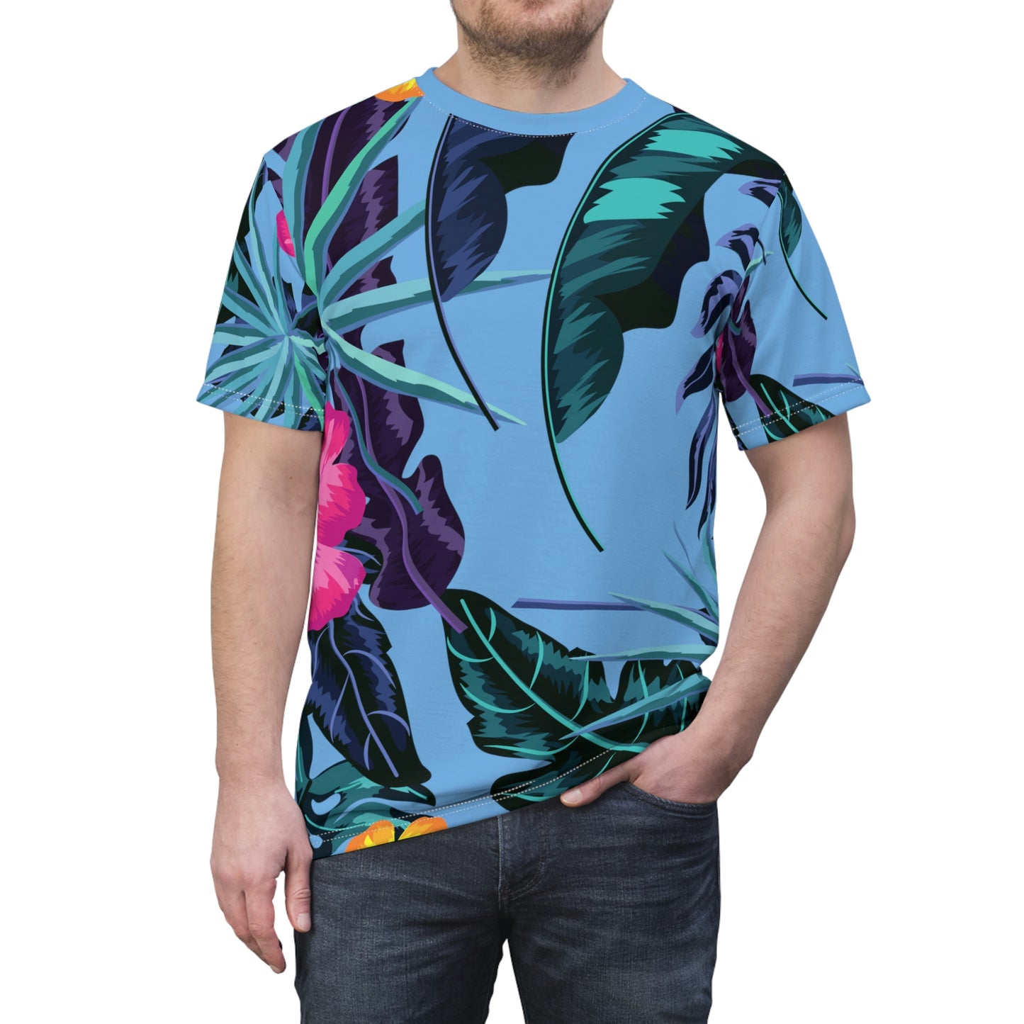 Men's floral Print Tee - Blue