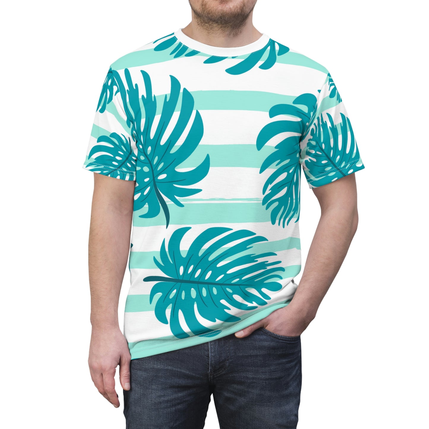 Men's Floral Print Tee - Turquise